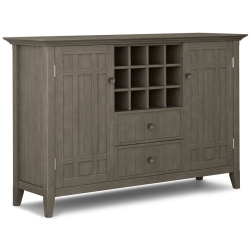 SIMPLI HOME Bedford Wood 54" Transitional Sideboard Buffet And Wine Rack In Farmhouse In Gray