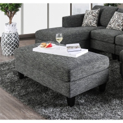 FURNITURE OF AMERICA Burcham Transitional Chenille Upholstered Ottoman In In Gray