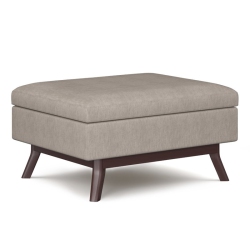 SIMPLI HOME Owen 34" Linen Look Fabric Coffee Table Ottoman In Natural