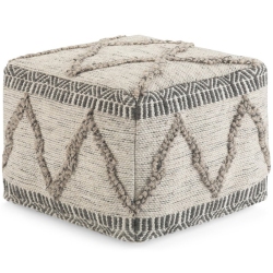 SIMPLI HOME Sweeney Boho Square Pouf In And Natural Handloom Woven Pattern In Gray
