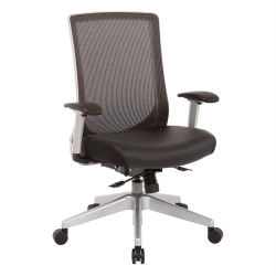 OFFICE STAR High Back Vertical Mesh Chair With Bonded Leather Seat In Black