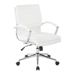 OFFICE STAR Mid Back Manager's Faux Leather Chair In With Chrome Base In White