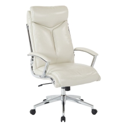 OFFICE STAR Executive Faux Leather High Back Chair In Cream With Padded Arms