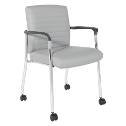 OFFICE STAR Guest Chair In Faux Leather With Chrome Frame In Gray
