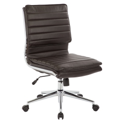 OFFICE STAR Armless Mid Back Manager's Faux Leather Chair In Espresso With Chrome Base