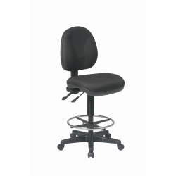 OFFICE STAR Deluxe Ergonomic Fabric Drafting Chair With Adjustable Footring In Black