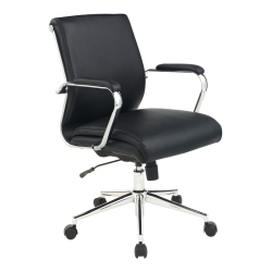 OFFICE STAR Mid Back Manager's Chair With Dillon Fabric And Chrome Base In Black