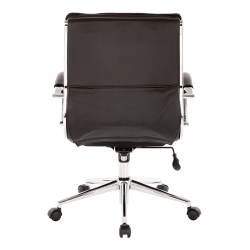 OFFICE STAR Mid Back Manager's Faux Leather Chair In With Chrome Base In Black