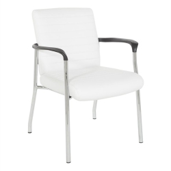 OFFICE STAR Guest Chair In Faux Leather With Chrome Frame In White