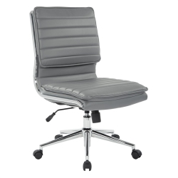 OFFICE STAR Armless Mid Back Manager's Faux Leather Chair In With Chrome Base In Charcoal