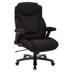 OFFICE STAR Big And Tall Deluxe High Back Fabric Executive Chair With Padded Flip Arms In Black