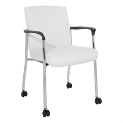 OFFICE STAR Guest Chair In Faux Leather With Chrome Frame In White