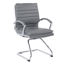 OFFICE STAR Guest Faux Leather Chair In With Chrome Base In Charcoal