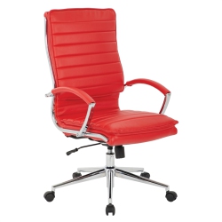 OFFICE STAR High Back Manager's Faux Leather Chair In With Chrome Base In Red