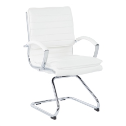 OFFICE STAR Guest Faux Leather Chair In With Chrome Base In White