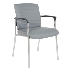 OFFICE STAR Guest Chair In Charcoal Faux Leather With Chrome Frame In Gray