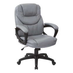 OFFICE STAR Charcoal Faux Leather Manager's Chair With Padded Arms In Gray