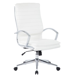 OFFICE STAR High Back Manager's Faux Leather Chair In With Chrome Base In White