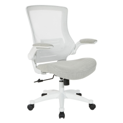 OFFICE STAR Screen Back Manager's Chair In Linen Stone Gray Fabric In White