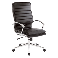 OFFICE STAR High Back Manager's Faux Leather Chair In With Chrome Base In Black