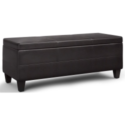 SIMPLI HOME Avalon 44" Faux Leather Lift-Top Storage Ottoman In Tanners In Brown