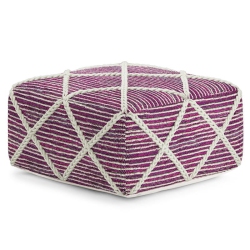 SIMPLI HOME Cowan Contemporary Square Pouf In And Natural Handloom Woven In Magenta