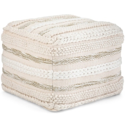 SIMPLI HOME Sommer Boho Square Pouf In Natural Handloom Woven Pattern