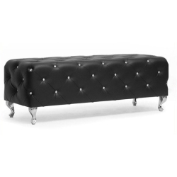 BOWERY HILL Faux Leather Tufted Bench In In Black