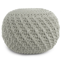 SIMPLI HOME Nisi Boho Round Knitted Pouf In Light Recycled Pet Polyester In Gray