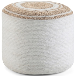 SIMPLI HOME Serena Boho Round Braided Pouf In Natural Cotton