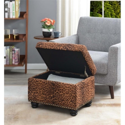 CONVENIENCE CONCEPTS Designs4Comfort 5Th Avenue Storage Ottoman In Leopard Multi-Color Fabric