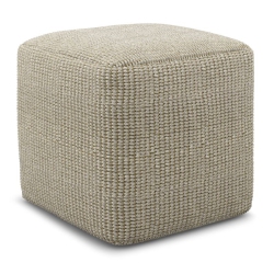 SIMPLI HOME Zelma Boho Square Woven Pouf In Cream And Natural