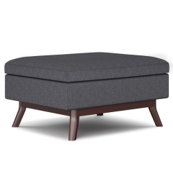 SIMPLI HOME Owen Linen Look Fabric Coffee Table Storage Ottoman In Slate In Gray