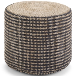 SIMPLI HOME Larissa Boho Round Braided Pouf In Natural Jute