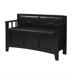 LINON Carlton Padded Storage Bench In In Black