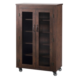 FURNITURE OF AMERICA Alesia Wood Shoe Cabinet With Casters In Vintage Walnut