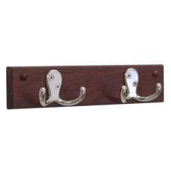 WOODEN MALLET 2 Hook Wall Coat Rack Rail In And Nickel In Mahogany