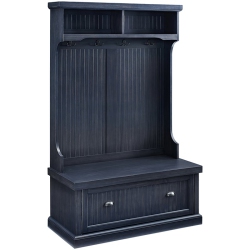 CROSLEY FURNITURE Seaside 4 Hook Hall Tree In Distressed In Navy