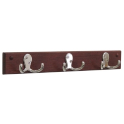 WOODEN MALLET 3 Hook Wall Coat Rack Rail In And Nickel In Mahogany
