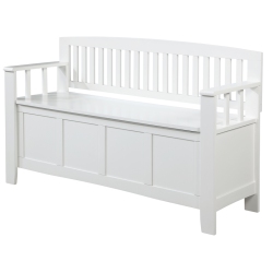 LINON Cynthia Wood Storage Bench In In White