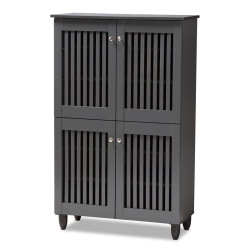 BAXTON STUDIO Fernanda 4-Door Wood Entryway Shoe Cabinet In Dark In Gray