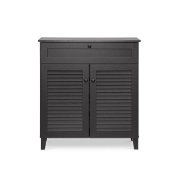 BAXTON STUDIO Calvin 4 Shelf Shoe Storage Cabinet In Espresso