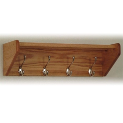 WOODEN MALLET 4 Hook Wall Mounted Coat Rack Shelf In Light Oak