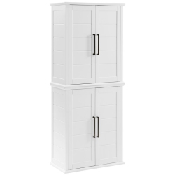 CROSLEY FURNITURE Bartlett 2 Piece Tall Wooden Stackable Storage Pantry In In White