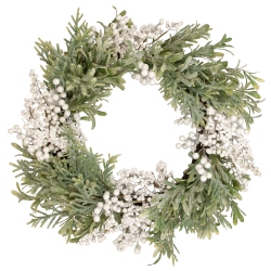 NORTHLIGHT Berry And Frosted Pine Christmas Wreath, 28-Inch, Unlit In White