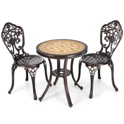 SLICKBLUE 3-Piece All-Weather Cast Aluminum Patio Bistro Set-Copper