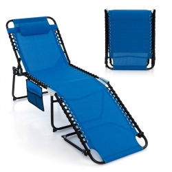SLICKBLUE Foldable Reclining Lounge Chair With Adjustable Backrest And Footrest for Patio Or Camping