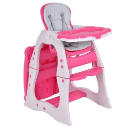 SLICKBLUE 3 In 1 Convertible Play Table Seat Baby High Chair-Pink