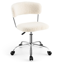 SLICKBLUE Adjustable Sherpa Office Chair With Swivel Base, Modern Desk Or Vanity Seating