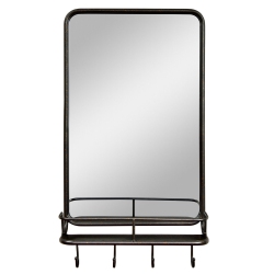 SLICKBLUE Wall Bathroom Mirror With Shelf Hooks Sturdy Metal Frame for Bedroom Living Room